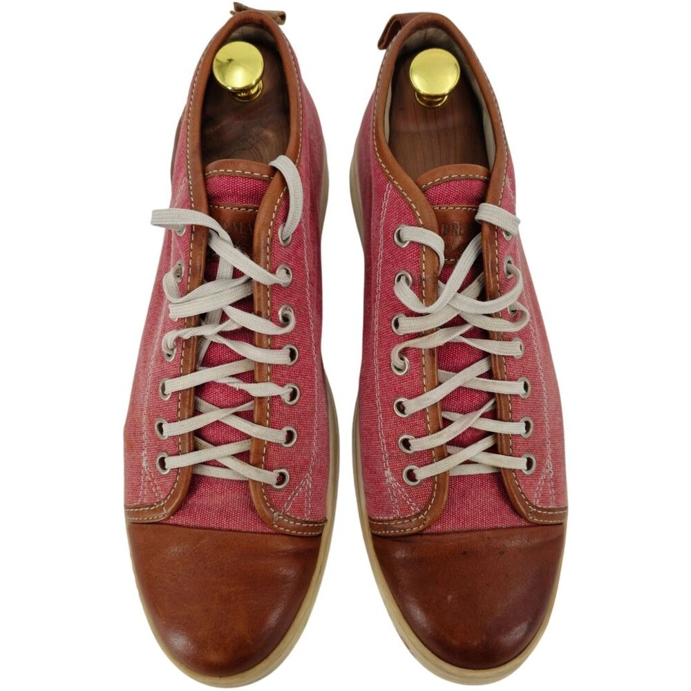 Bruno Magli Italy Burgundy Brown Canvas Leather Mid Sneakers Mens 7 Casual Shoes - Picture 13 of 15